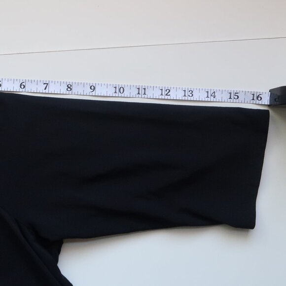 Garnet Hill Black Babydoll Jersey Dress Scoop Neck Elbow Sleeve Stretch Dress L - Picture 8 of 11